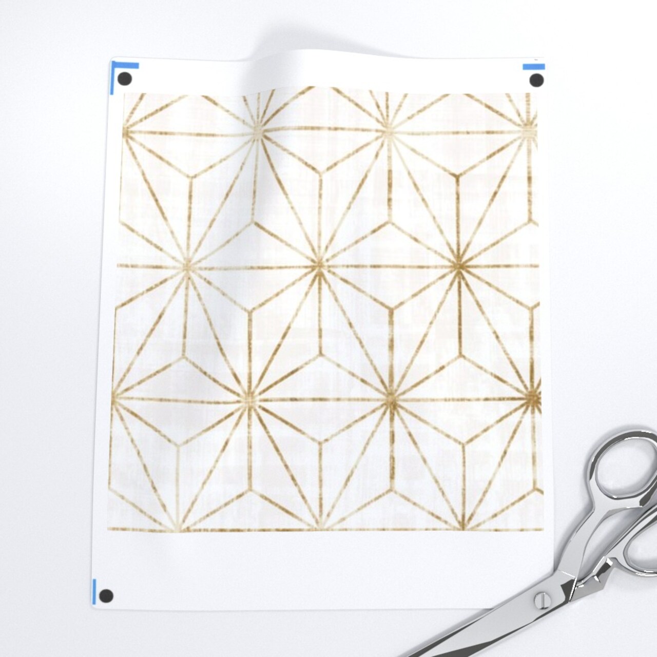 Geometric Stars Faux Gold Look Shibori Triangles Boho Abstract Distressed Custom Printed Fabric by Spoonflower Various Fabrics by the Yard or Fat Quarter